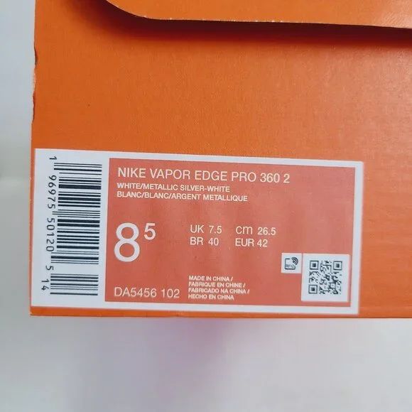 Nike Vapor Edge Pro 360 2 Football Cleats DA5456-102 Size 8.5 White Silver - Picture 7 of 8